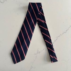 Brooks Brothers 100% Silk Tie - Navy and Pink Stripe